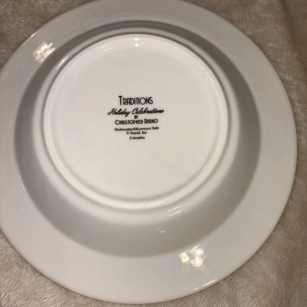 Christopher Radko Traditions Holiday Celebrations 1 Soup Bowl/2 Dessert Plates